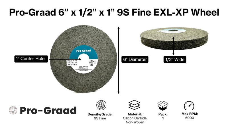 EXL-XP Convolute Deburring Polishing Wheel - 6" x 1/2" x 1" 9S Fine Silicon Carbide - Professional Grade - Metal Deburring, Finishing and Polishing Wheel – 60442-1 Pack