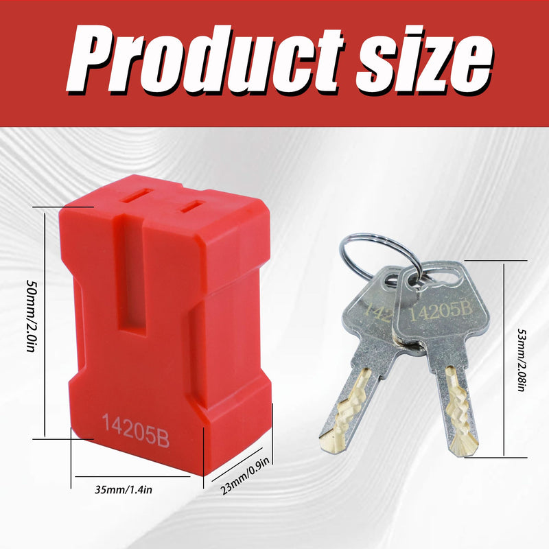 4PCS Plug Lock Electrical Cord Plug Lockout Device Plug Locking Safety Locks Fits 2 & 3 Prong Plugs Electrical Shutdown Service Keyed Different, 2 Keys Red-4