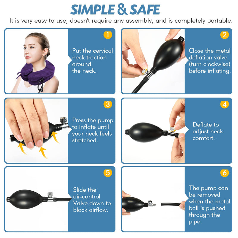 Neck Stretcher, Neck Traction Device, Cervical Traction Device, Neck Pain Relief, Adjustable Inflatable Neck Brace & Neck Stretcher Cervical Traction, Neck Decompression Home Use (Purple) Purple