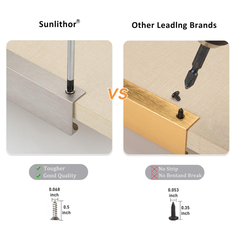 Finger Pull for Cabinets Kitchen Drawer knobs Low Profile Door Dresser Bathroom Long Cupboard Cabinet Pulls Handles Aluminum 10 Pack Brushed Nickel 11.81" Easy Installation 10" Hole Center 11.81" Overall Length