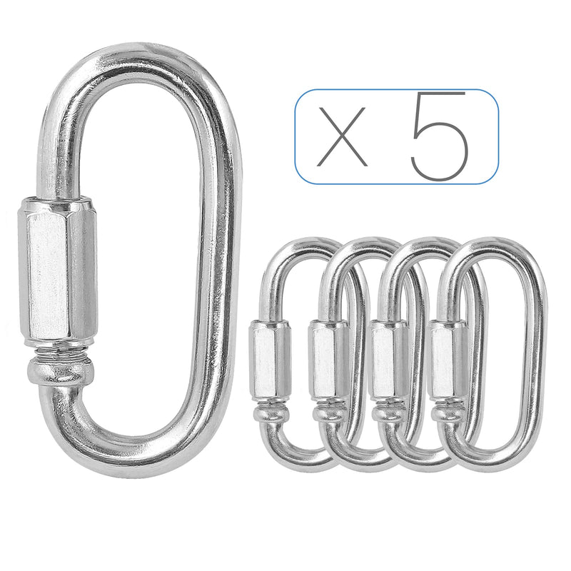 5pcs M6 Quick Link Chain, 1/4 Inch Stainless Steel Quick Links, D Shape Locking Quick Connector - 870lb Capacity