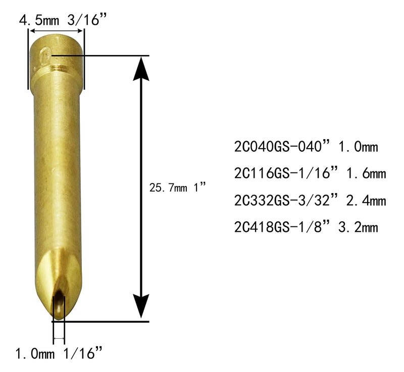 RIVERWELD TIG Wedge Collet 2C332GS 3/32" 2.4mm Kit for WP SR 9 20 TIG Welding Torch Pack of 20 2C332GS 3/32" 20pk