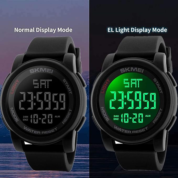 Timever Digital Watch, Waterproof, Men's, Sports Watch, Multi-functional, Stopwatch, Alarm, Outdoors, LED Watch, Large Digits, Easy to Read Watch, Japanese Instruction Manual Included (English Language Not Guaranteed), black1 - NewNest Australia