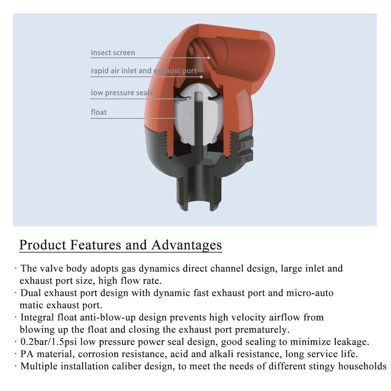 3/4 Inch Air Release Valve, Automatic Continuous Air Vent, Exhaust Vacuum ValveAgricultural Systems Piping Equipment 3/4inch