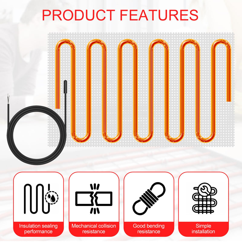 Thermal Underfloor Heating Sensor Probe Suitable for Most Heating Installations Heat Floor Heating Sensor Probe 10k ohm