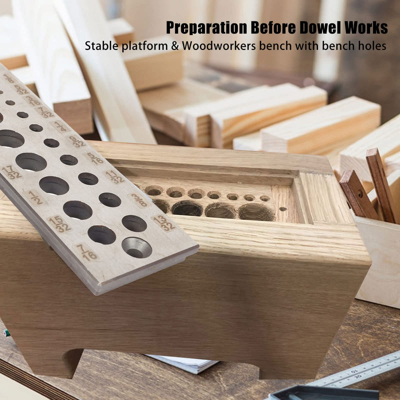 A2 Steel Dowel Plate, Wood Dowel Plate Maker,High Speed Steel Dowel Plate,Available for All Softwoods and Hardwoods (English 17 Holes) English 17 Holes