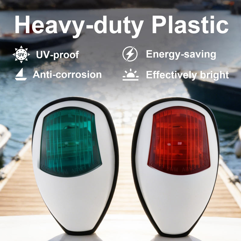 Marine Navigation Lights Bow Lights for Boats Led,USCG 2NM Waterproof Red And Green Boat Running Lights for Pontoon,Skiff,Yacht,Jon Boat White Plastic