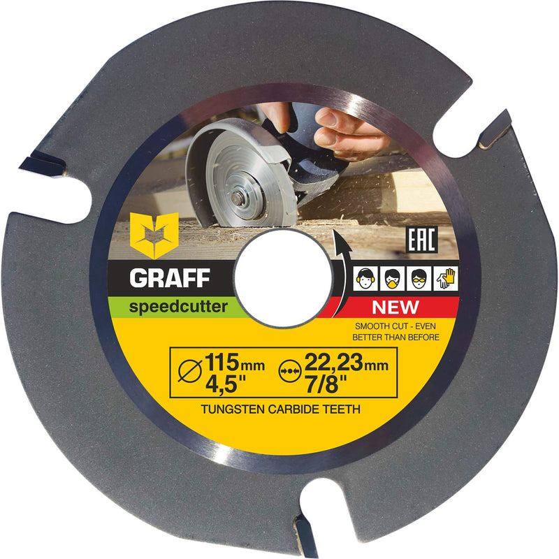 GRAFF SPEEDCUTTER 4-1/2 Inch Wood Carving Disc for Angle Grinder - Circular Saw Blade for Cutting, Sculpting & Shaping - 7/8 Inch Arbor - 115mm Ø 4 ½ Inch Speedcutter