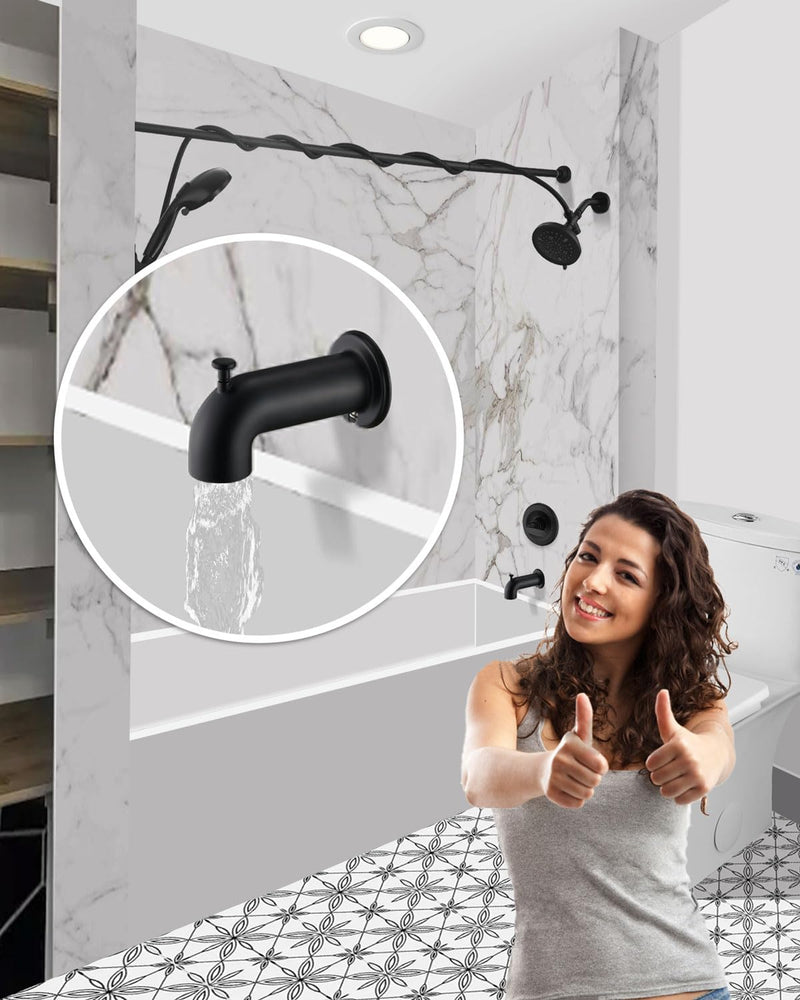 Extra Long Tub Spout with Diverter, Fits for 1/2" IPS Threads,Matte Black Matte Black