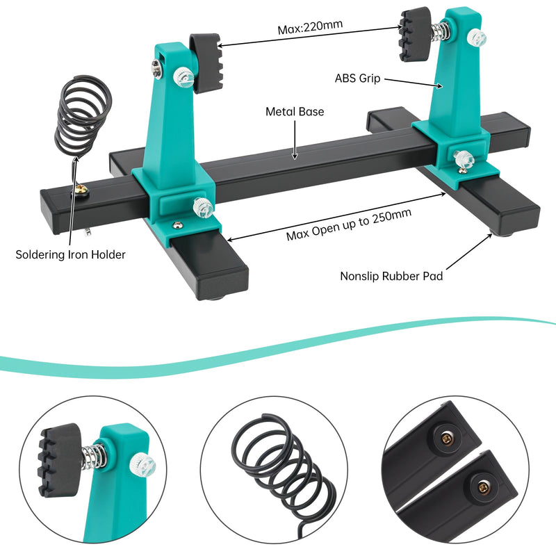 Adjustable PCB Holder Soldering Clamp for Circuit Board Soldering Desoldering Repair with Soldering Iron Pen Holder,Helping Hand Soldering Tool Holder 360 Degree Rotation