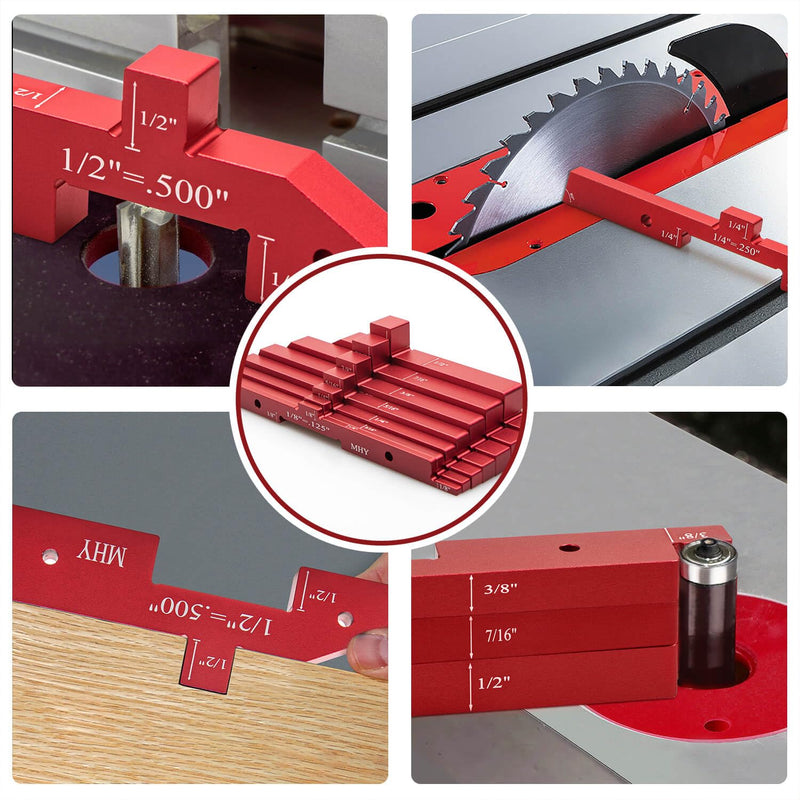 MHY 8PCS Heavy Precision Router Table Setup Blocks，Woodworking Height Depth Angle Gauge for Machine Tools and Table Saws