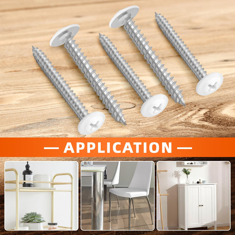 #8 x 1/2" Truss Head Fast Self Tapping Screws, Alloy Steel Wood Screws, White Head, 100 PCS #8 x 1/2"
