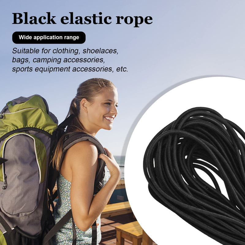 1/8" Bungee Shock Cords,65 Feet Elastic Nylon Cords Kayak Stretch String Rope for Bikes,Tie Downs,Boating,Camping,Cars,Sunshades,Fitness and Outdoor Enthusiasts (1/8 inch x 65 feet, Black) 1/8 inch x 65 feet, Black