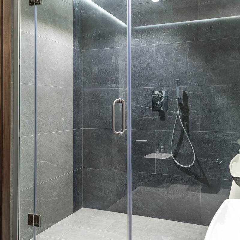 CKB 8" Glass Shower Door Handle, Back to Back Glass Door Pull Handle Compatible with 1/4" to 1/2" Thickness Glass for Frameless Shower Doors, Brushed Nickel with 304 Stainless Steel. 8inch