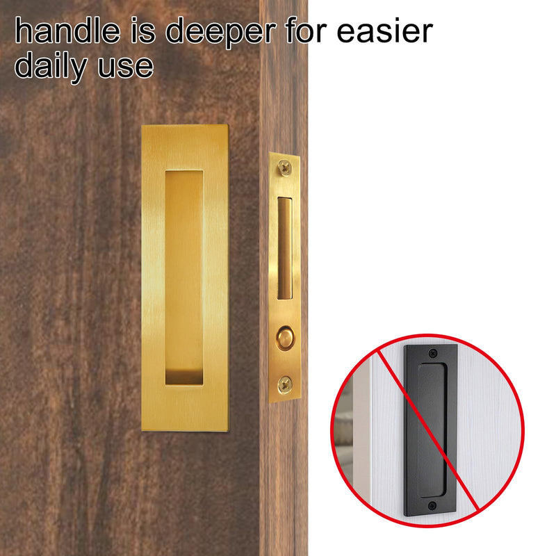 Recessed Finger Flush Pulls with Edge Pull - Suitable for Pocket Door,Closet Door,Sliding Doors, Barn Door Handle Hardware (Gold, 6inch) Gold