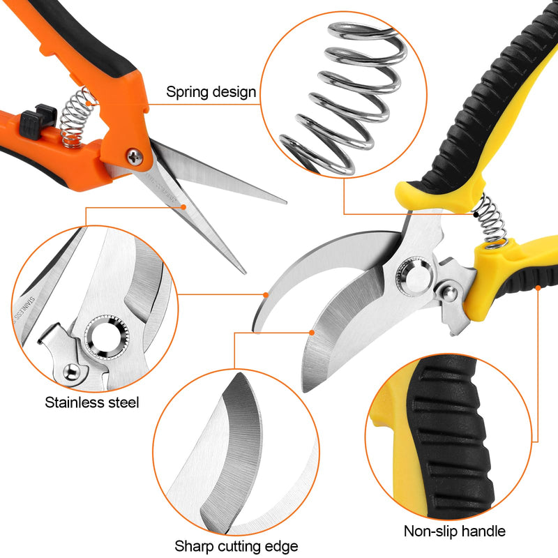 2 Pack Pruning Shears, Garden Shears, Stainless Steel Pruning Shears for Gardening, Garden Clippers, Gardening Tools Scissors with Soft Grip Handle 2 Pack