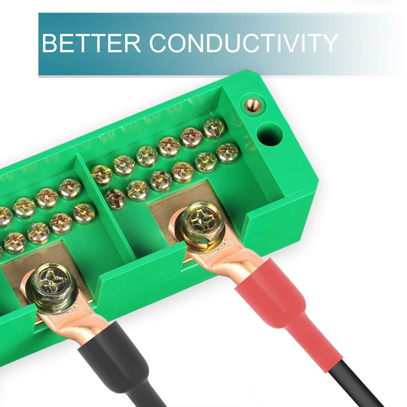 8PCS Battery Cable Ends, 1/0 Gauge Wire Connectors 5/16 Copper Wire Lugs, Bare Copper Eyelets with Heat Shrink Tubing by HOUSUN 1/0AWG*5/16"(M8) 8
