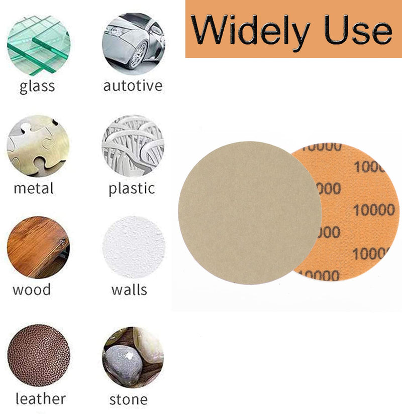 120pcs Sand Paper 3 Inch Sanding Disc Grit 60-10000 Wet Dry Sandpaper with 1/4" Shank Backer Plate and Sanding Sponge and Soft Foam Buffering Pad Drill Sanding Attachment