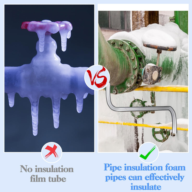 8 Pcs Pipe Insulation Foam Tube,Self Adhesive Pipe Wrap Foam Tube Antifreeze Heat Preservation for Winter Outside Pipes, Irrigation Pipe, Spigot, Water Heater Pipes (1.3 Ft x 0.6 in) 8 Pcs