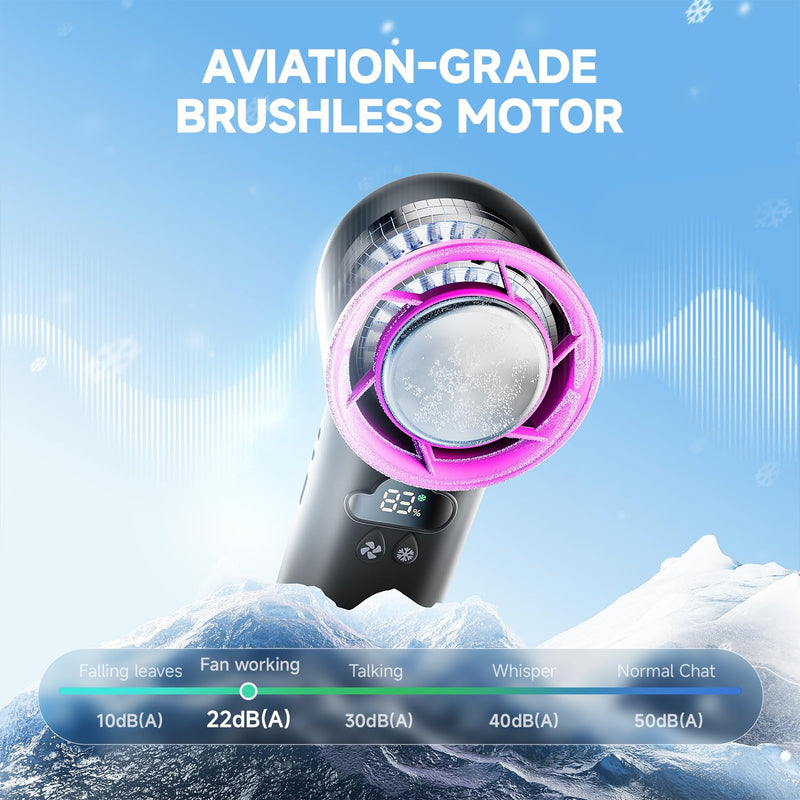[2025 Upgrade] Portable Cooler Handheld Fan, [Coldest Turbo Hand Fan] 15000RPM 24H Max Cooling Time Highly Speed (1-100) Hand Fan, Collapsible Mini Small for Travel, Office (Grey) grey