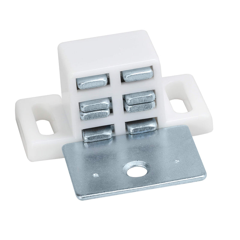 Rok Hardware Heavy Duty 15 lb High Rise Cabinet Magnetic Catch, White/Nickel Cabinet Door Magnet (10, White, Nickel) 10