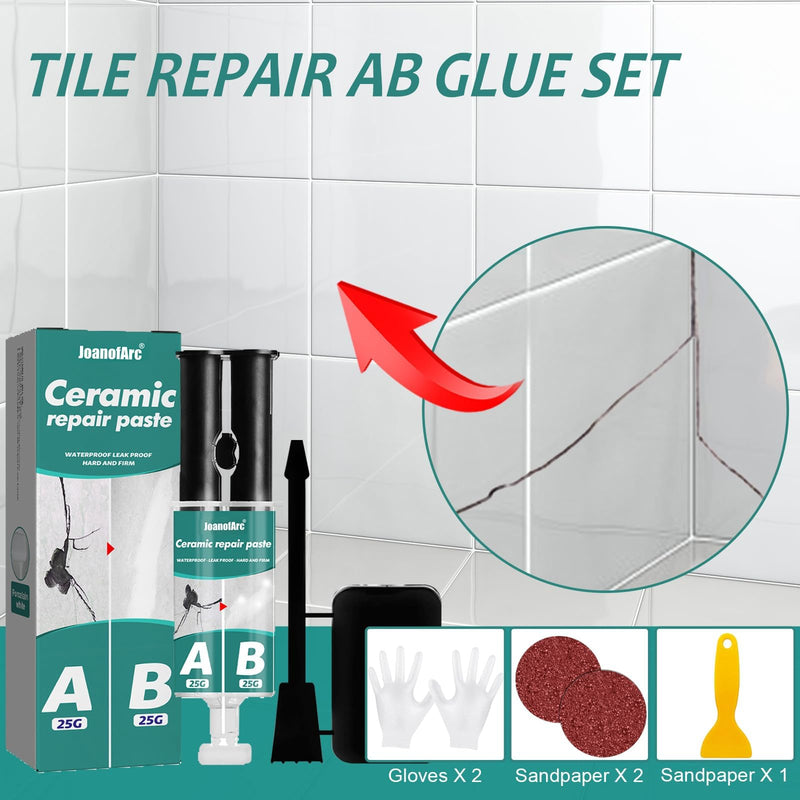 Porcelain Repair Kit, Tile, Marble and Granite Repair Kit, 100ml Quartz Countertop Repair Kit for Tile, Acrylic, Ceramic, Enamel, Kitchen Bathroom Fix Chips Cracks Scratches on Porcelain Sink