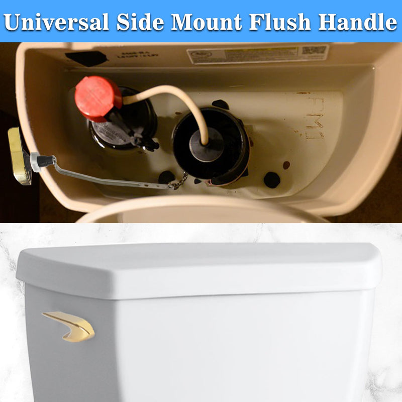 Toilet Handle Replacement Kit, Universal Side Mount Toilet Tank Flush Lever with Stainless Steel Flapper Chains Compatible with Kohler K-87115 Trip Lever, Polished/Shiny Gold Polished Gold