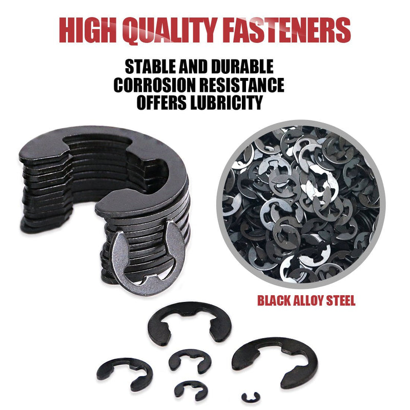 Hilitchi 328-Pcs [10-Size] Alloy Steel E-Clip Circlip External Retaining Ring Assortment Set