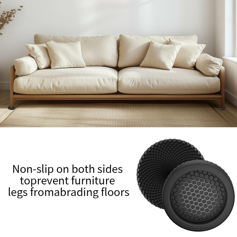 YSD Non Slip Furniture Caster Cups, 12 PCS 50 MM Anti-Sliding Furniture Pads Bed Couch Stopper Floor Protectors with Grip - Black Round Furniture Coasters 50MM