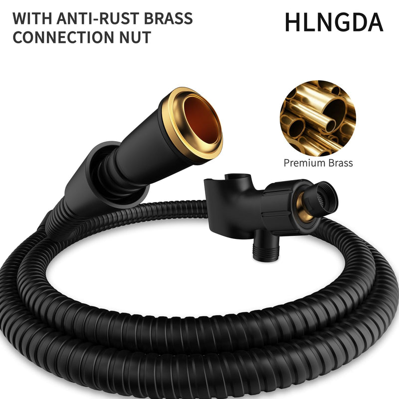 High Pressure Rain Handheld Shower Head Set,Anti-clog Nozzles with Handheld Spray Combo,Fixed Showerhead 6-Mode,59 Inch Hose Bracket Teflon Tape Rubber Washers,Matte Black(MLJ-SC001SGN-2YHS) MLJ-SC001SGN-2YHS