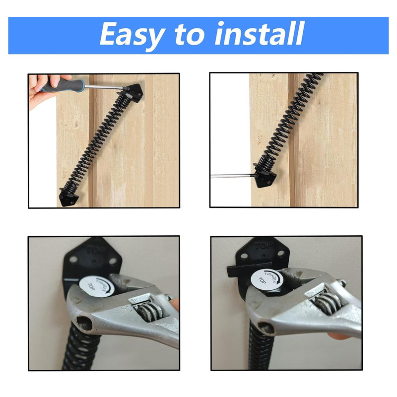 HOME MASTER HARDWARE 11" Gate Spring Self Closing Outdoor, Heavy Duty Gate Springs Black,Automatic Gate Closer for Wooden and Vinyl Fence, Adjustable Tension Door Springs to Close Door(Steel,2 Pack) 11 Inch