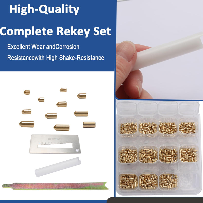 SC1/SC4 Keyway Re-Key Kit Compatible with Schlage Rekeying Kit for Home Security, Patio Door Lock Pinning Kit with Bottom Pins (0-9, 50 Each) DIY Rekey Kit