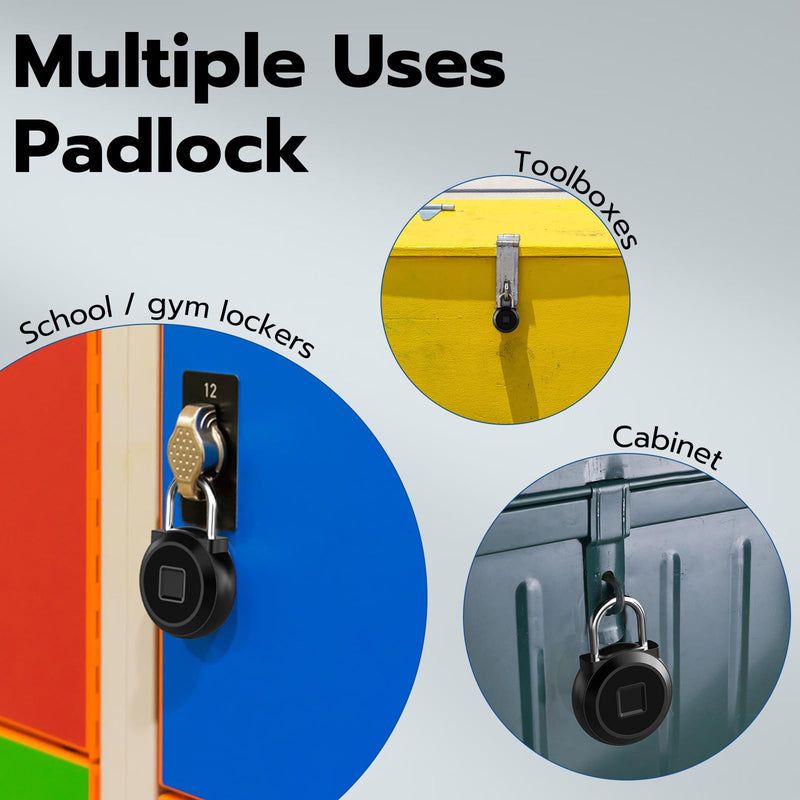 Fingerprint Lock, Dhiedas Gym Locker Lock with Fingerprint Bluetooth APP, Biometric Fingerprint Padlock with Keyless, Waterproof Smart Padlock for Locker School Suitcase Cabinet Storage Black 1'' shackle