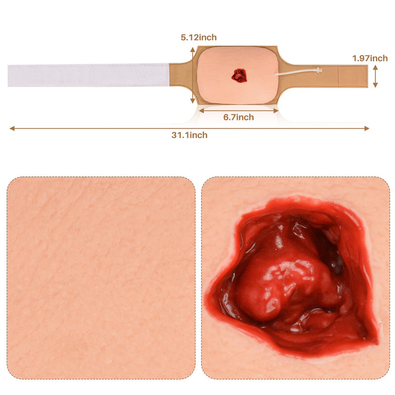 Wound Packing Trainer, Stop Bleeding Trainer with Bleeding Function, Wearable Wound Moulage Training Kit