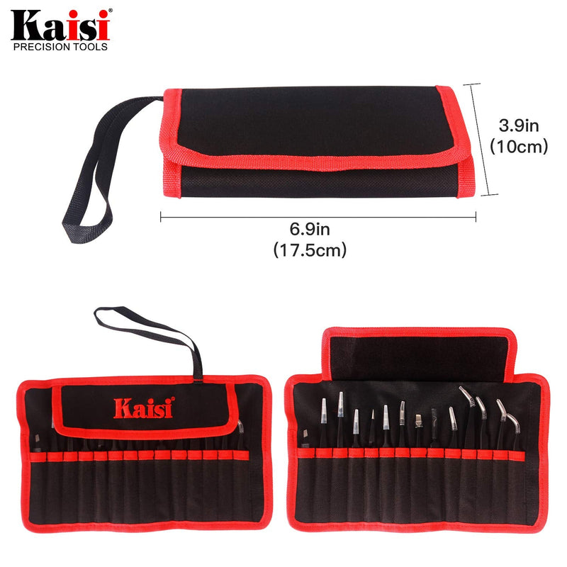 Kaisi 14 PCS Precision Tweezers Set, ESD Tweezer Set, Anti-Static Stainless Steel Tweezers Set for Craft, Jewelry, Electronics, Laboratory Work