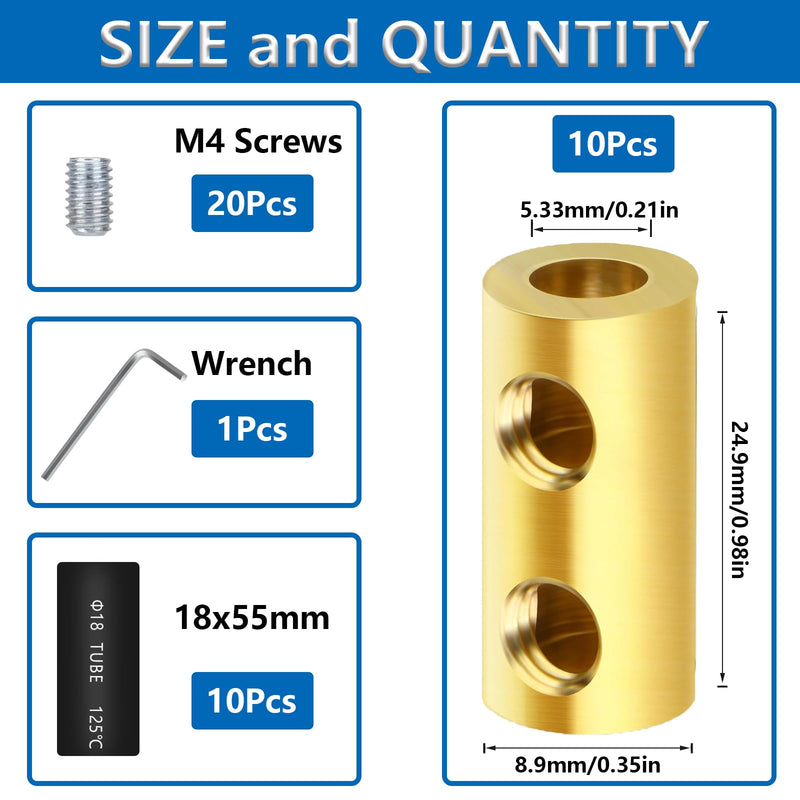 smseace 10Pcs 6 Gauge Wire Connectors with 10Pcs Heat Shrink Tubes,20Pcs Screws and Wrench 6 awg Splicing Quick Wiring Terminal 80 Amp Circuit Connecto 6 AWG-80Amp