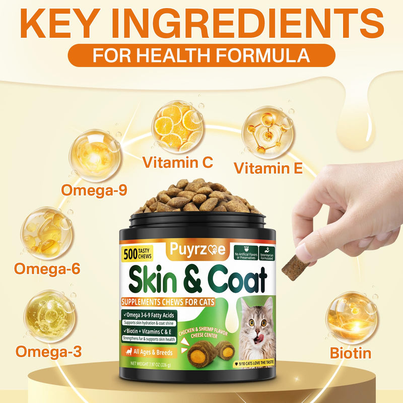 Puyrzoe Pet Wellness Bundle – Dog Yeast Balance Oral Drops + Cat Skin & Coat Omega Chews with Biotin & Vitamins, Natural Skin, Coat, Gut & Immune Support for Cats & Dogs