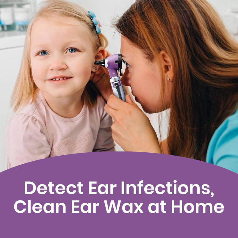 Mini Otoscope Ear Infection Diagnostic Device Ear Scope with Light Pocket Size Tool 10x Canula Multi Colors Purple