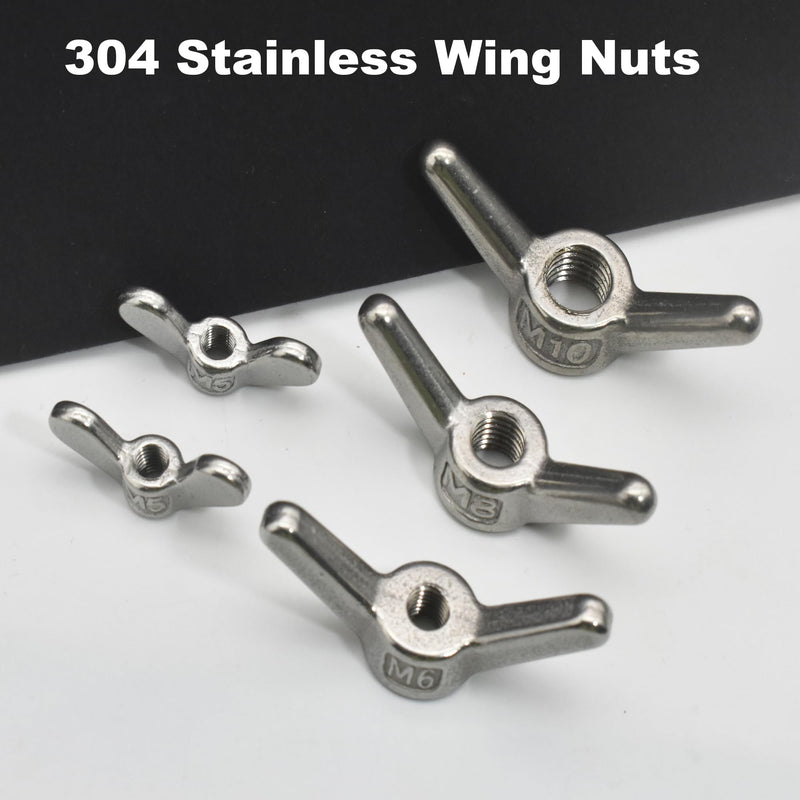 10 PCS Stainless M8 Wing Nuts Metric Thread Butterfly Clips Fasteners Kit