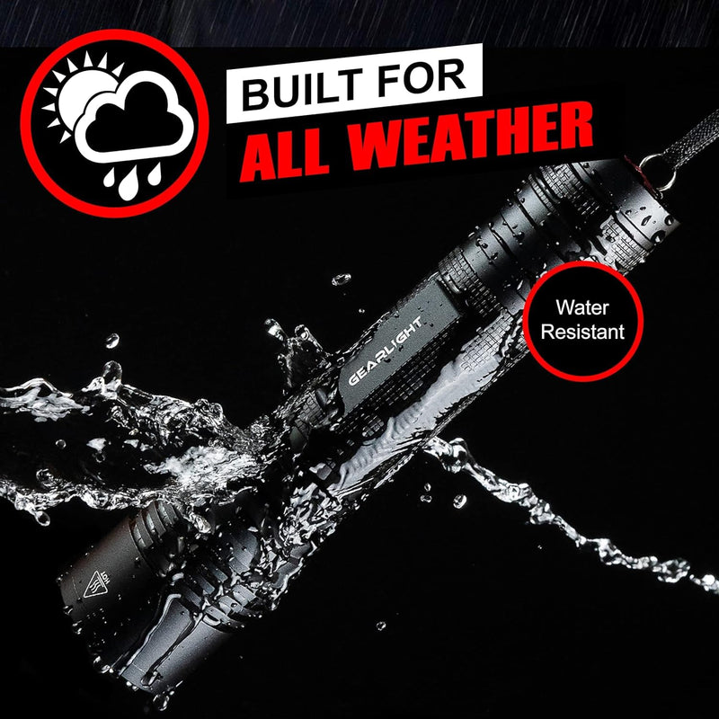 LED Flashlight High Lumens, Tactical Flashlight Battery Powered (Batteries Not Included), Bright Handheld Flashlight for Camping, Hunting, Home, Security, Hiking, Walking at Night & Emergency Use S2000 Black Battery-Powered