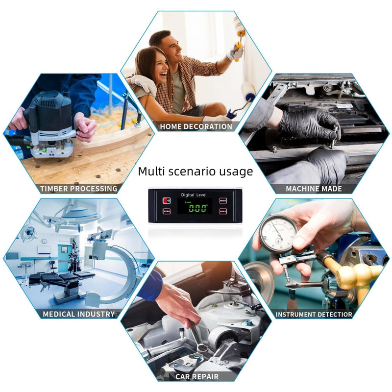 Inclinometer, Digital Protractor/Level/Angle Finder and Gauge Tools with V-Groove Magnetic Base and Backlight - Dust and Waterproof IP65 Precision Smart Level（Not include battery） DL1903