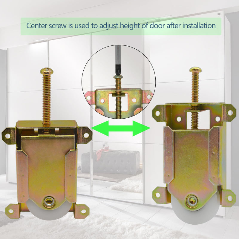 Sliding Mirror Closet Door Rollers Replacement Hardware Fits Contractors Part #W8020C or Hard 1775 Wardrobe Doors Wheels, 1-1/2" Durable POM Concaved Ball Bearing Wheel, 4 Pack ‎2-1/2" H.C.- 4Pack