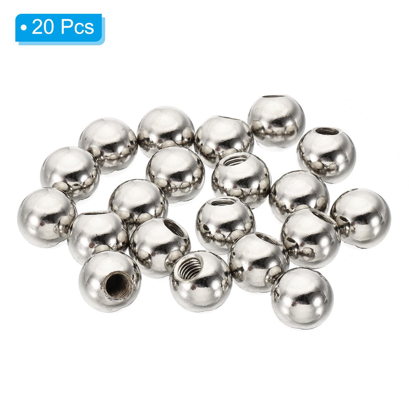 PATIKIL M5x0.8mm Ball Nuts Knob, 20 Pack Carbon Steel Drilling Ball Caps Blind Hole Handle Nut Decoration for Furniture Lamp or DIY Project, Silver Tone M5x12mm