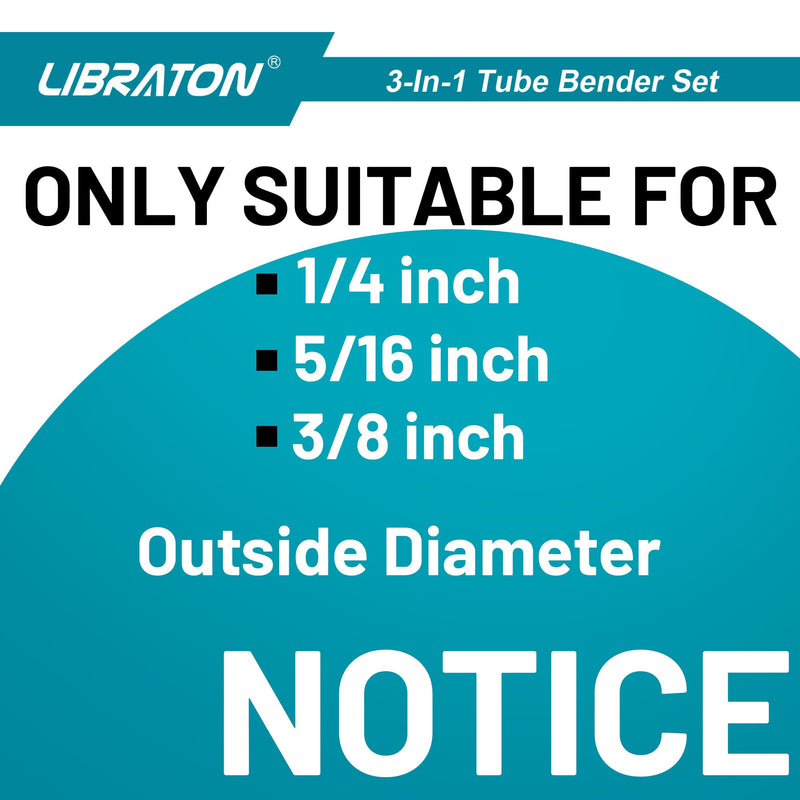 LIBRATON Tube Bender, Copper Tubing Bender 180 Degrees, 3-in-1 Manual Tubing Bending Tool 1/4", 5/16", 3/8", Copper Tube Bender Set with Mini Tube Cutter & Deburring Tool, for Aluminum Brass Pipes