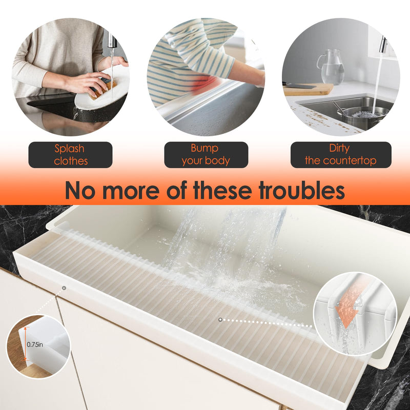 Sink Edge Protectors for Kitchen Sink, Silicone Sink Splash Guard for Kitchen and Bathroom, Protect Countertop from Scratch, Stain, Splash, Kitchen Sink Protector Stainless Steel, Granite, Quartz Transparent-1 4in x 20in