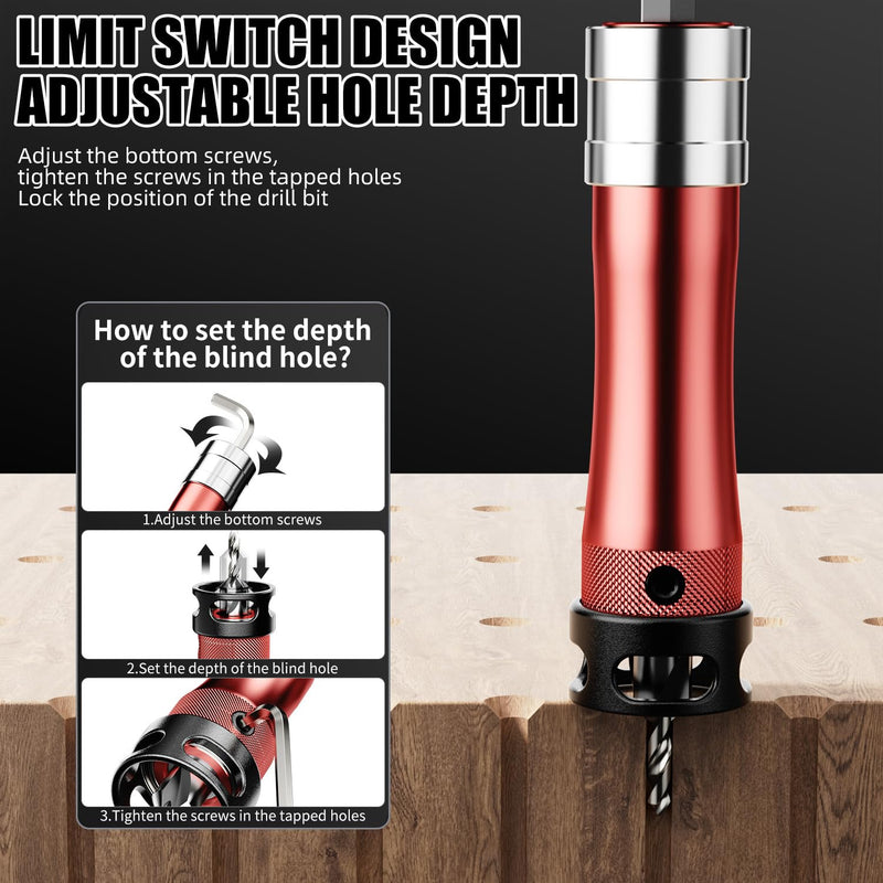 10 in 1 Multifunctional Countersink Drill Bit Set with Red Aluminum Handle Adjustable Depth Limit Countersink Drill Bits for Wood Professional Woodworking Tool Kit Making the Cut Store