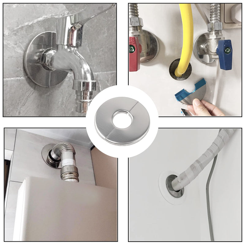 4Pcs 304 Stainless Steel Wall Split Flange Round Escutcheon Plate Cover for Various Pipes (22mm/087in) 22mm/087in