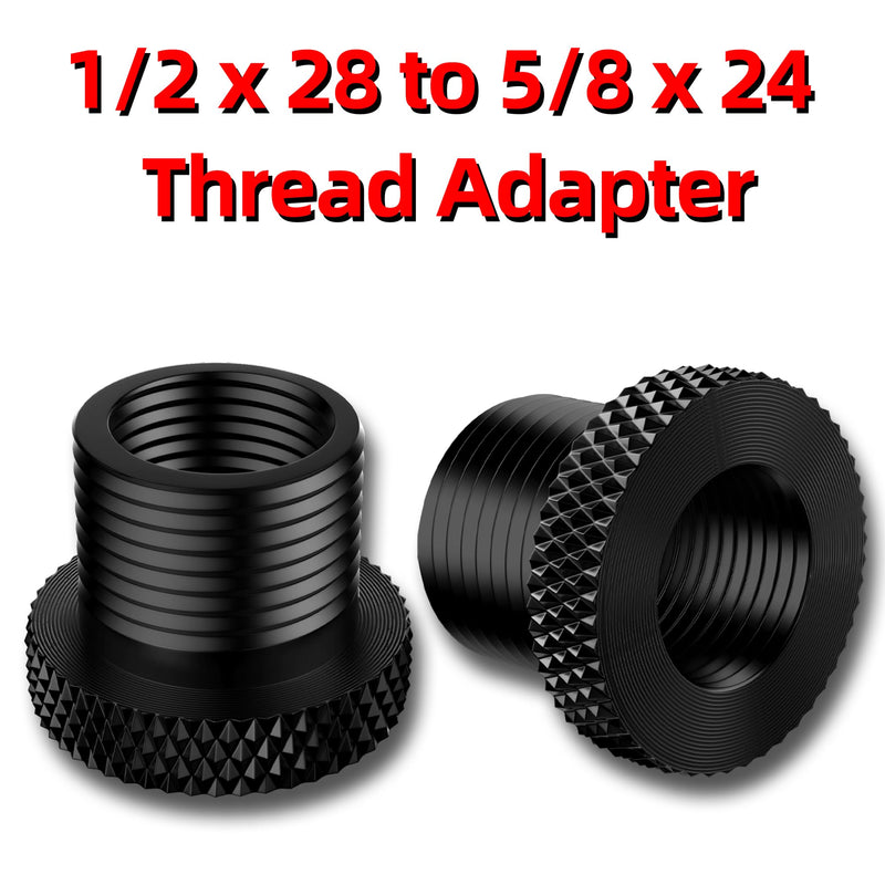 2 Pack Thread Protector 1/2-28 to 5/8-24 Thread Adapter Steel with Rubber Washer Black 1/2 x 28 convert to 5/8 x 24