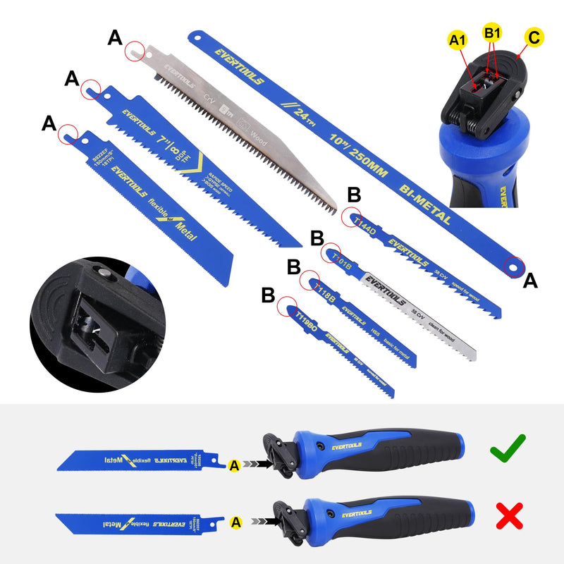 8-In-1 Multi Blades Hand Saw, Mini Blade Quick Change Mechanism, Drywall Cutter Saw, for Cutting Drywall, Sheetrock, Wood, Metal, Plastic, Plywood.