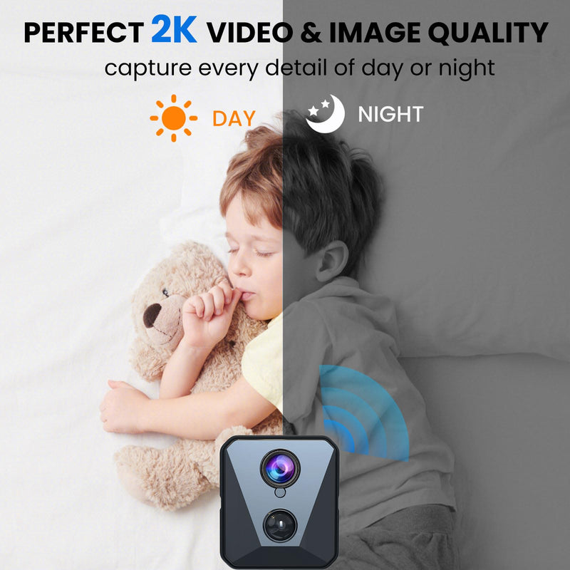 2025 Upgraded Spy Camera-Hidden Camera-4K HD WiFi Camera, Clear Night Vision, Wireless Security Camera, 100 Days Battery Life, Nanny Camera, Indoor Camera for Pet/Baby,AI Motion Detection